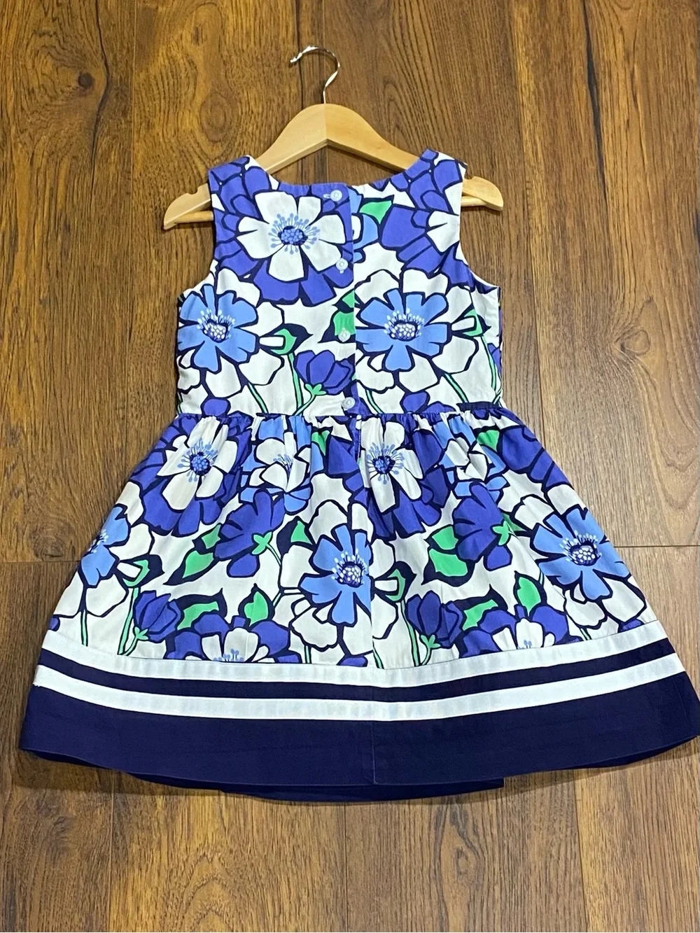 Gymboree Girls Spring Prep Blue, White and Green Floral Sleeveless Dress Size 6